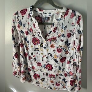 Old Navy floral tunic top linen/cotton xs